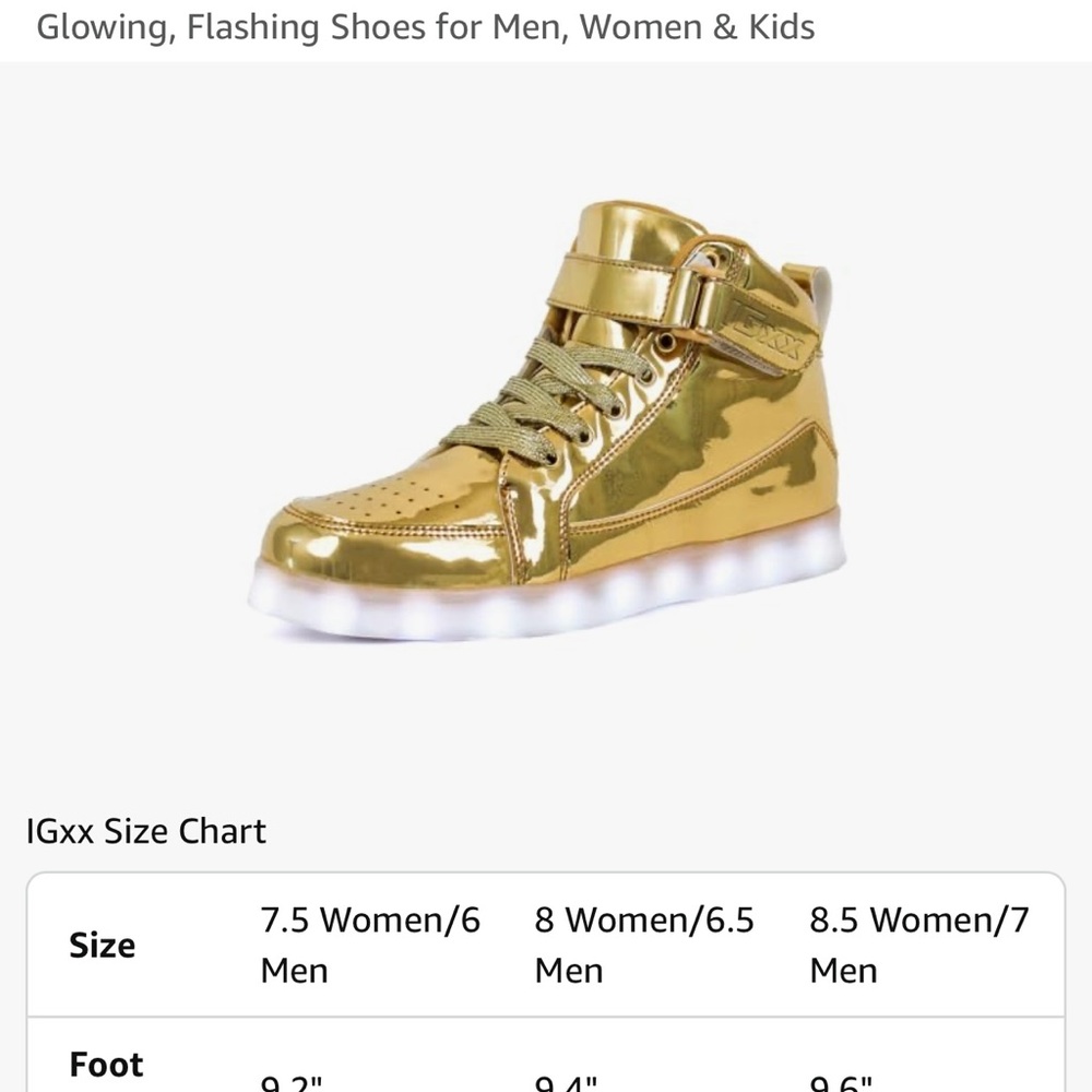 Gold LED sole High-Top Sneakers